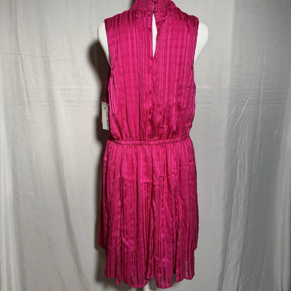 NWT Nine West Pink Pleated Dress Medium Sleeveless Elastic Waist Flowy Summer - Picture 2 of 7